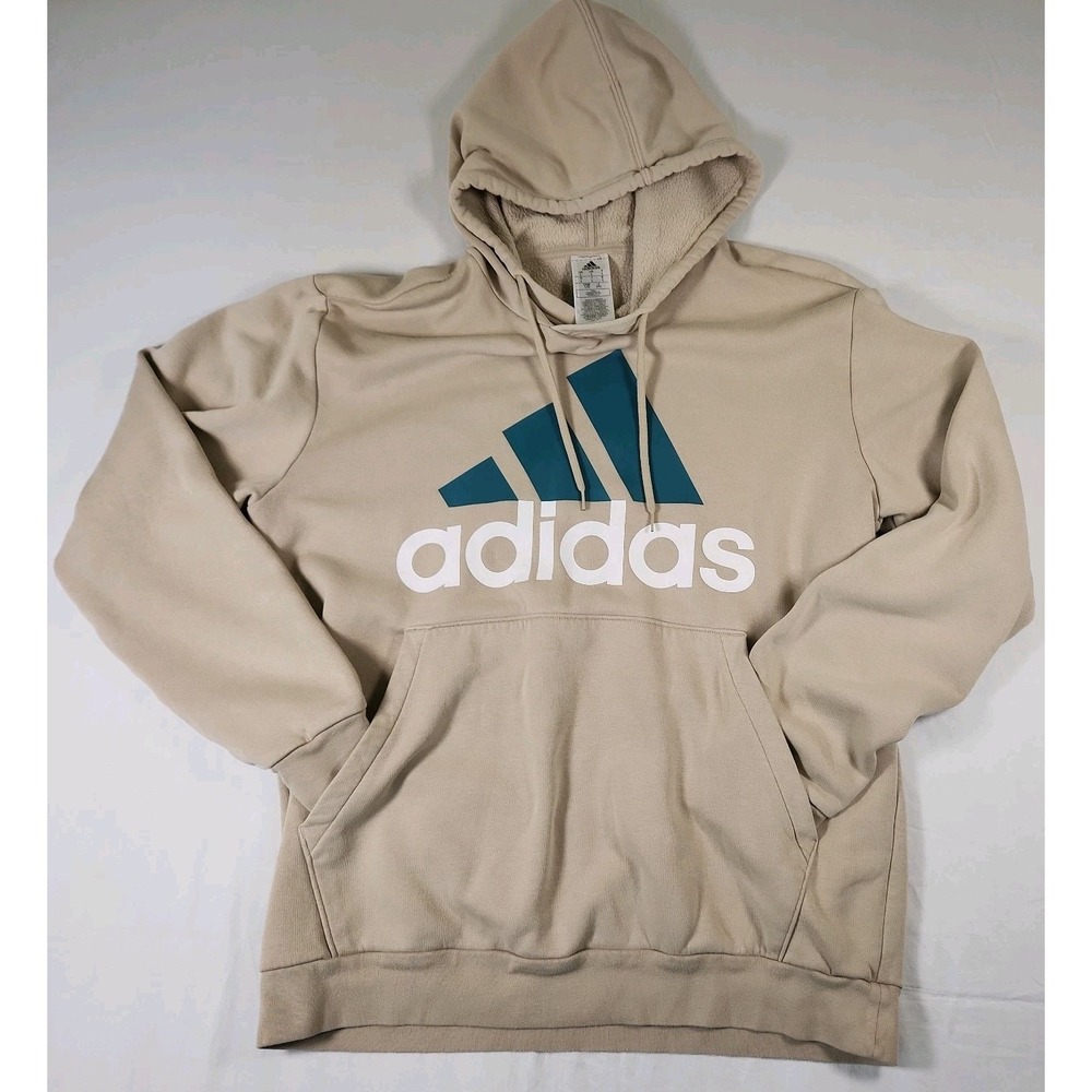Adidas Bold Logo Hoodie/Sweatshirt Long Sleeve Biege Size Large
